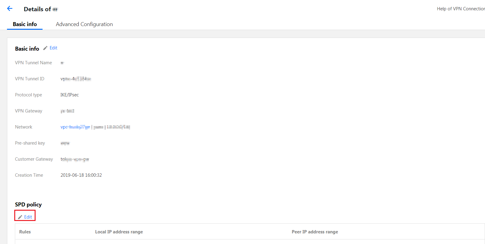 Configure an SPD policy
