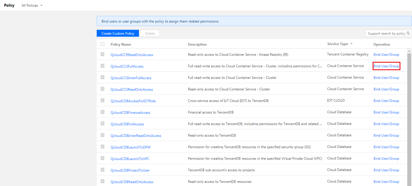 QcloudCCSFullAccess policy