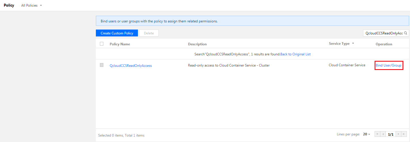 QcloudCCSReadOnlyAccess policy