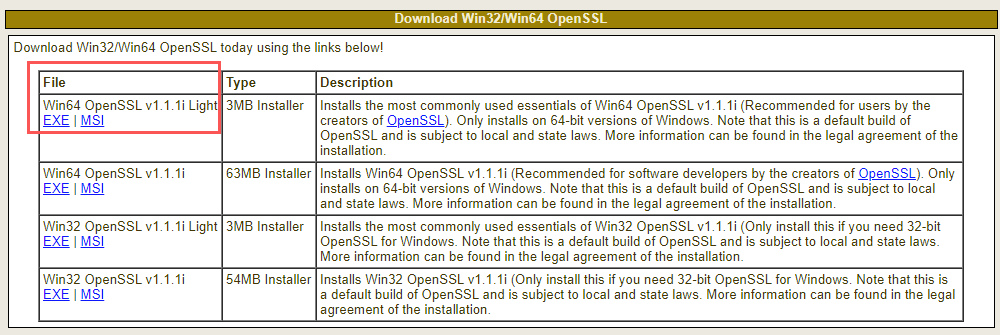 windows下载openssl